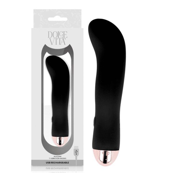 DOLCE VITA - RECHARGEABLE VIBRATOR TWO BLACK 7 SPEED 2